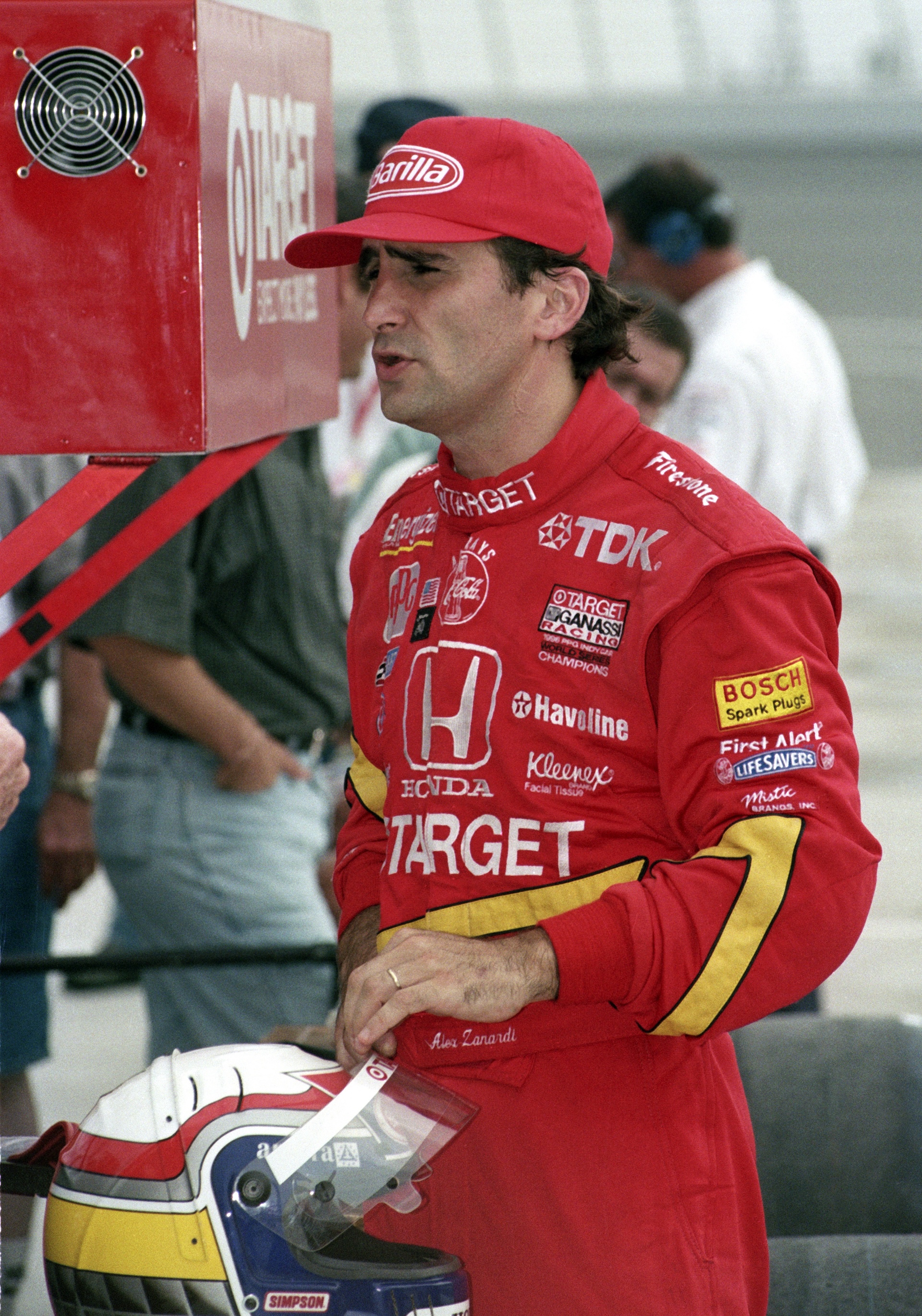 FONTANA, CALIFORNIA - SEPTEMBER 26 : CART Driver Alex Zanardi at California Speedway, September 26, 1997 in Fontana, California. (Photo by Bob Riha, Jr./Getty Images)