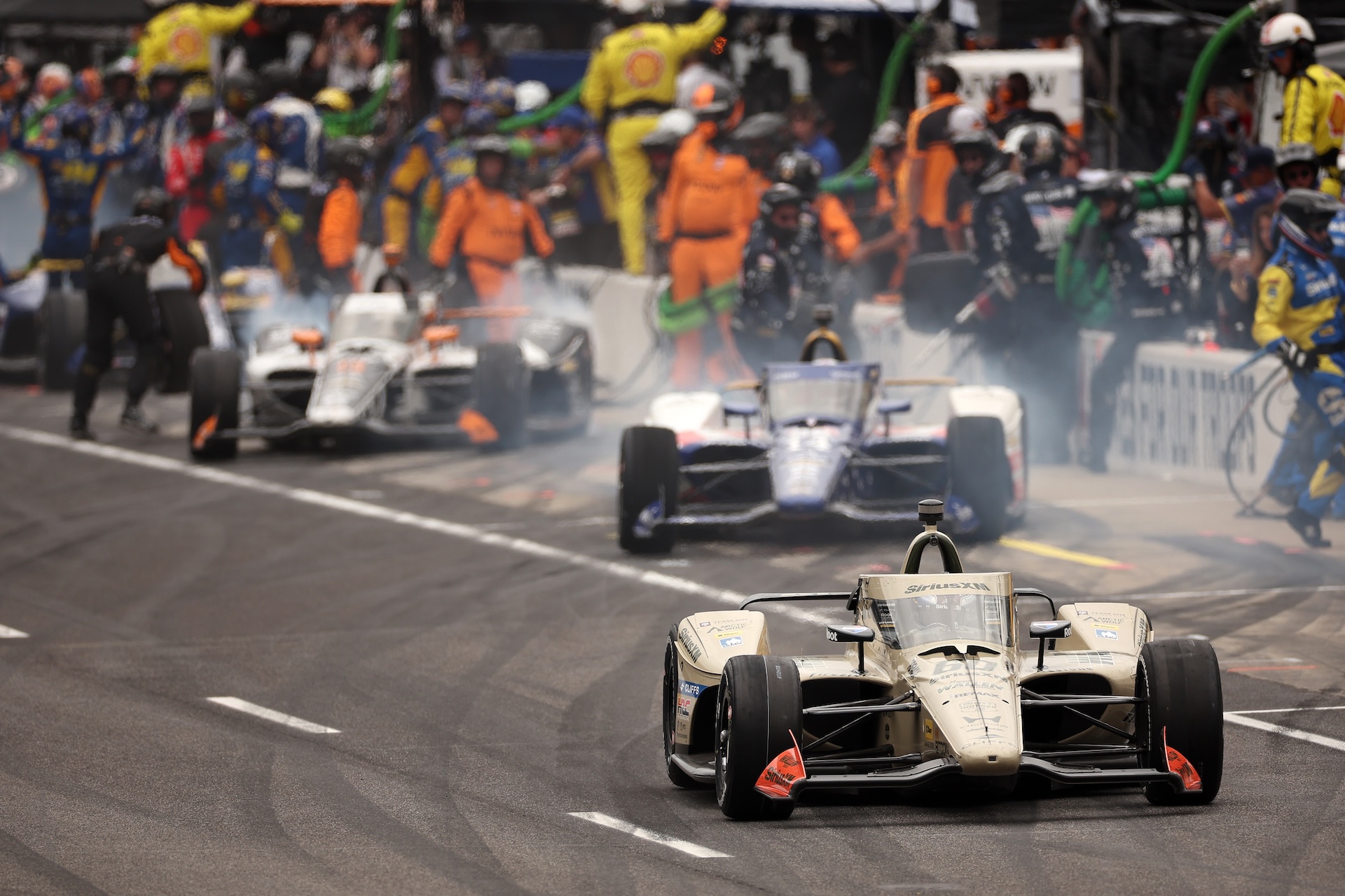 INDIANAPOLIS, INDIANA - MAY 24: Felix Rosenqvist, driver of the #60 Meyer Shank w/ Curb-Agajanian Honda pits during the NTT IndyCar Series 110th Running of the Indianapolis 500 at Indianapolis Motor Speedway on May 24, 2026 in Indianapolis, Indiana. (Photo by James Gilbert/Getty Images)