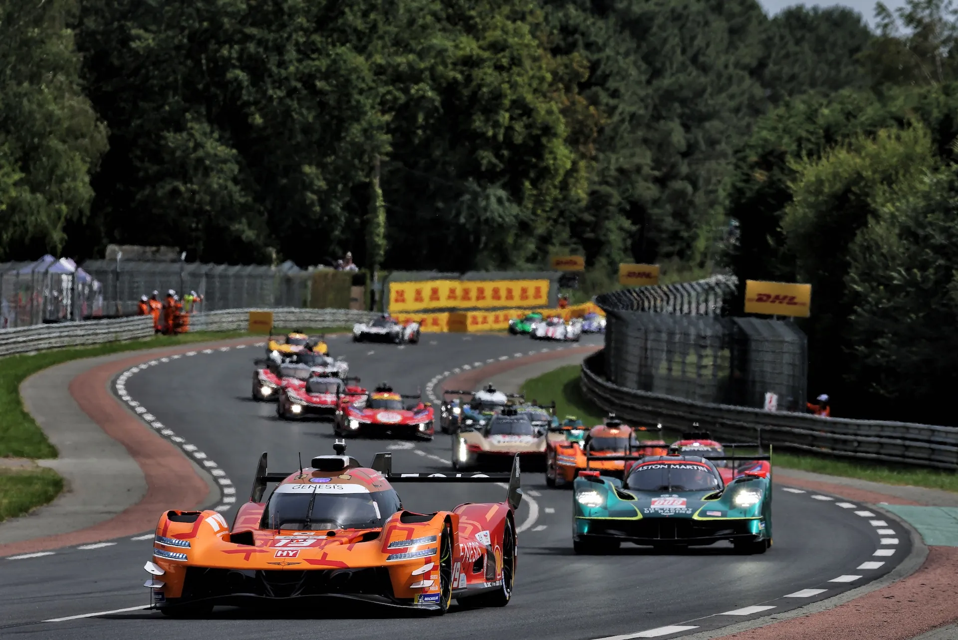 LE MANS, FRANCE - JUNE 13: The #19 Genesis Magma Racing, Genesis GMR-001-Hypercar of Mathieu Jaminet, Paul-Loup Chatin, and Daniel Juncadella in action during the Le Mans 24 Hours at the Circuit de la Sarthe on June 13, 2026 in Le Mans, France. (Photo by James Moy Photography/Getty Images)
