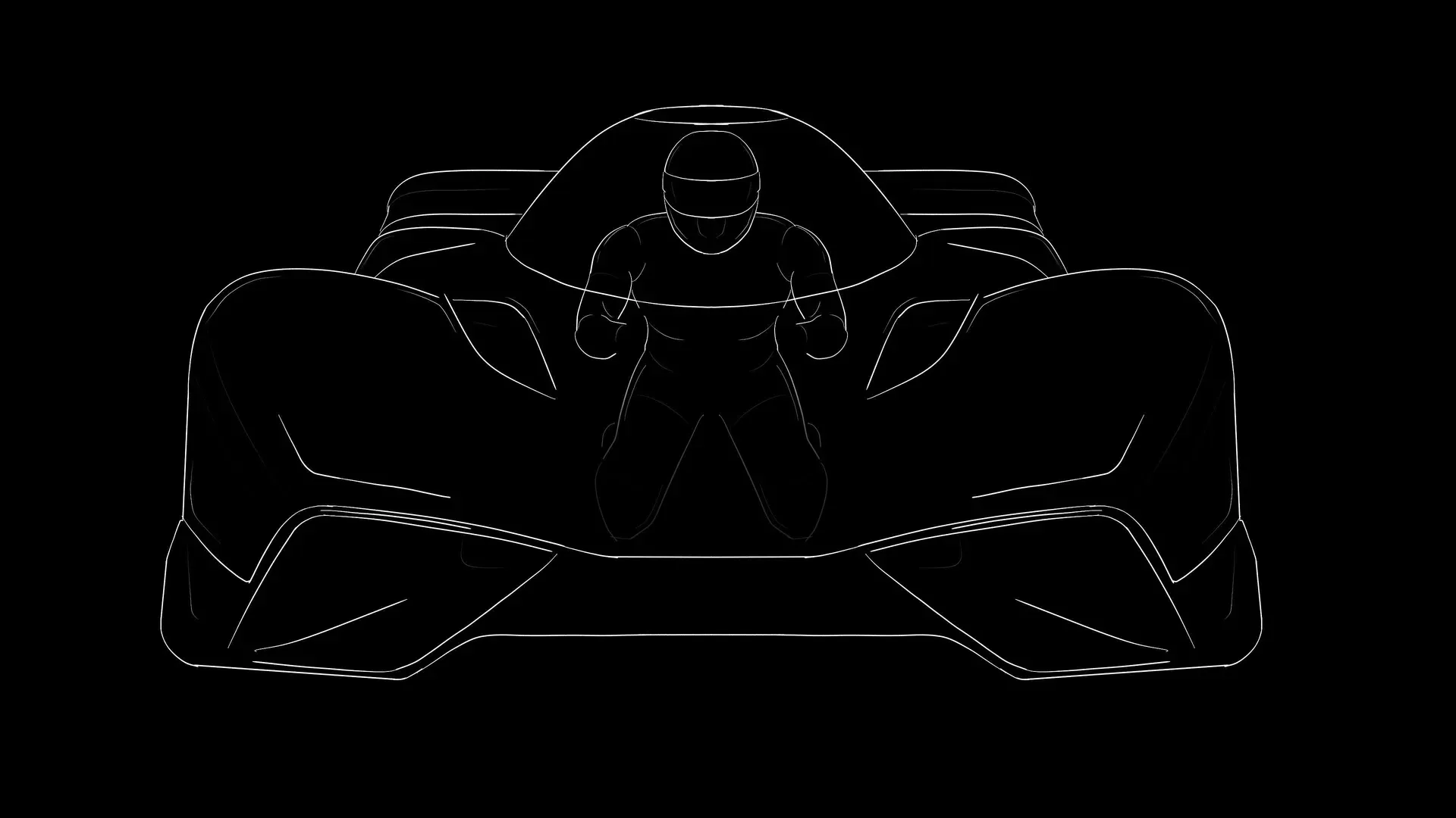 Sketch of Sanrivatti supercar showing motorcycle-like seating position