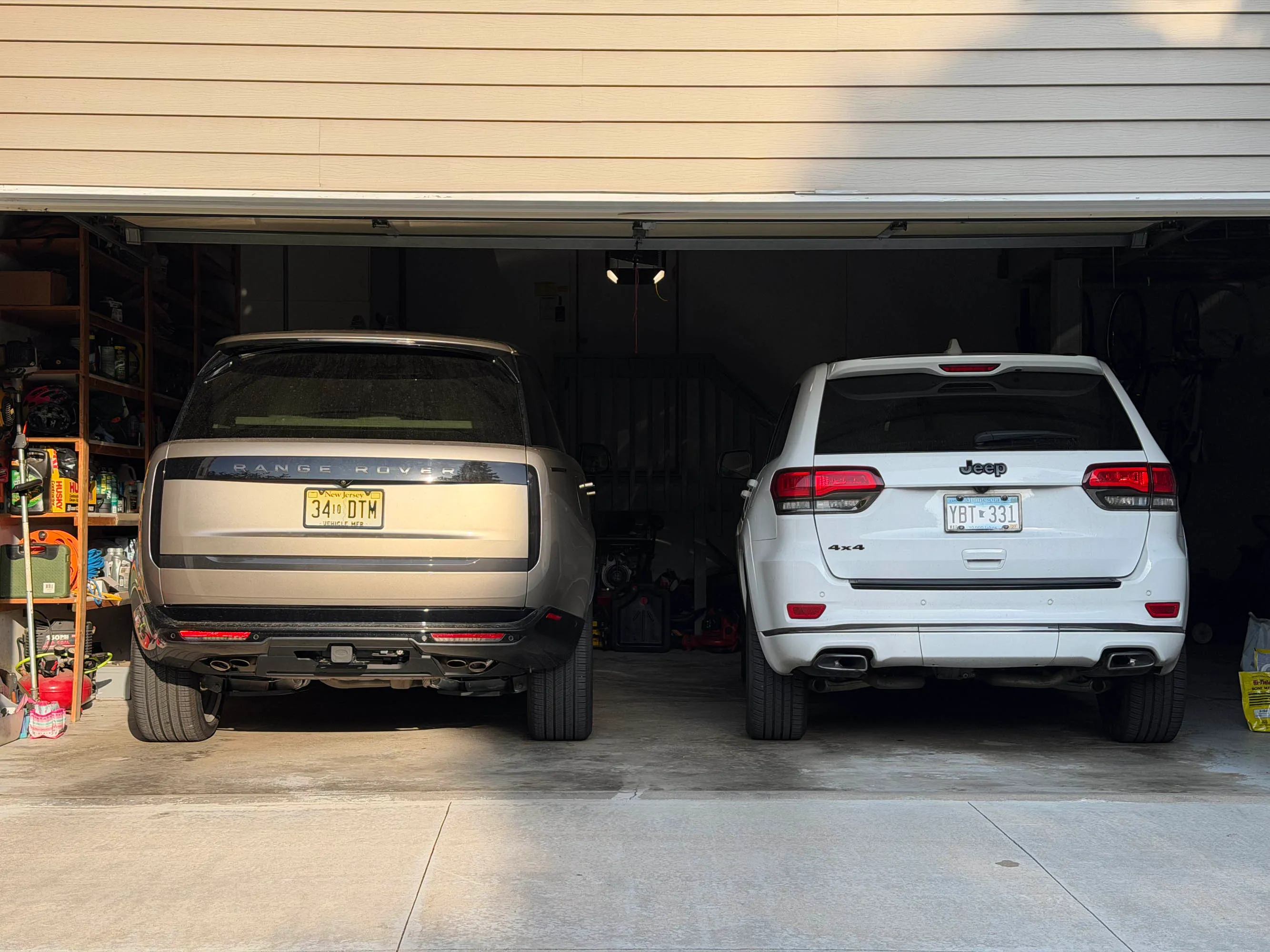 Range Rover in garage