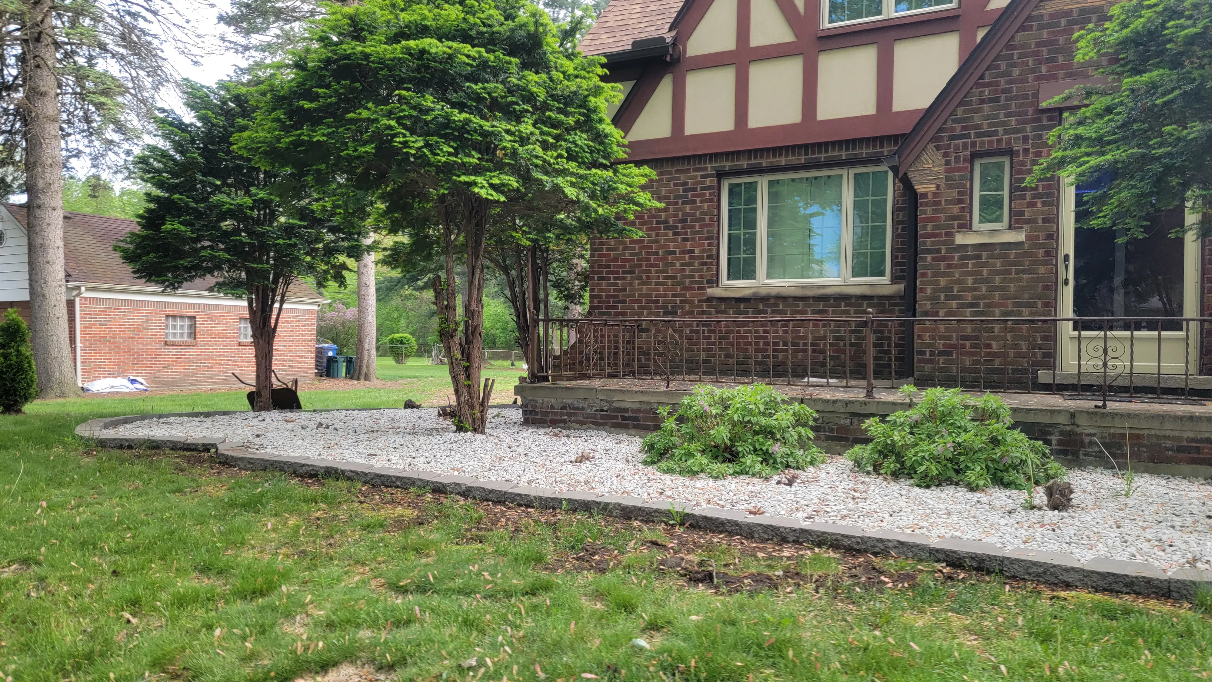 Limited landscaping in front of a flipped house