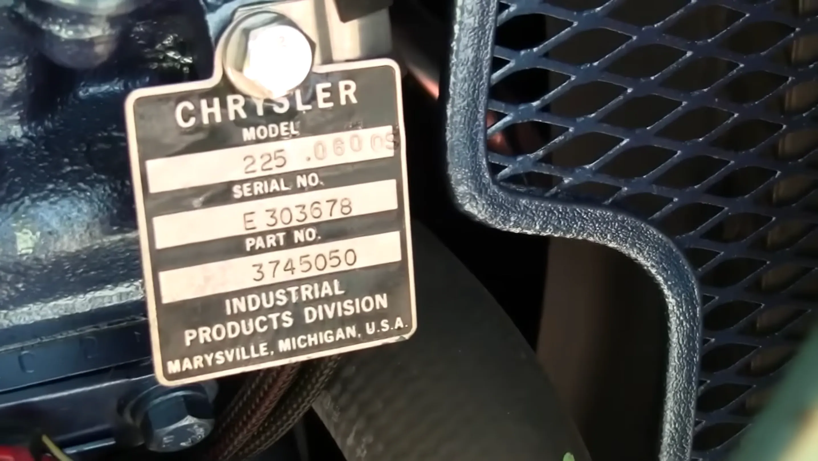 225-cubic-inch Chrysler slant-six engine used in a genset