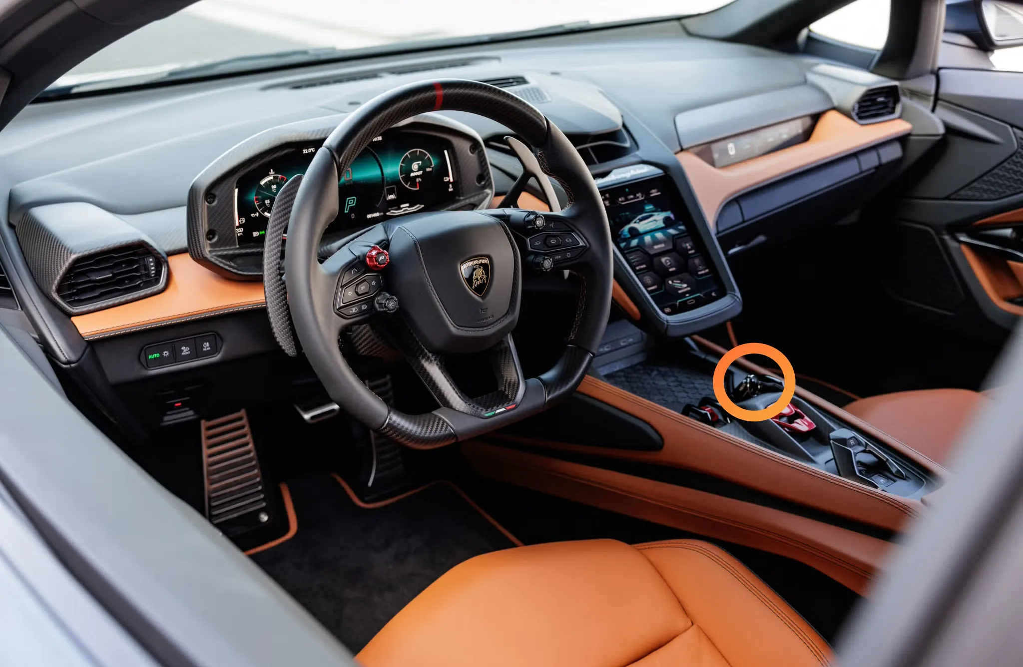 lamborghini temerario interior fuel filler door button location