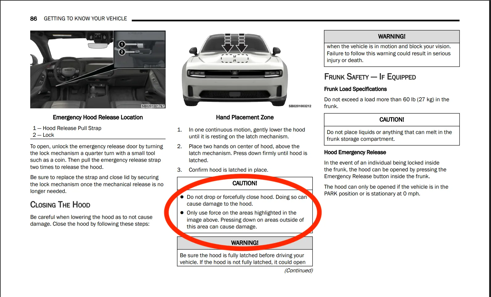 2026 Dodge Charger hood closing procedure
