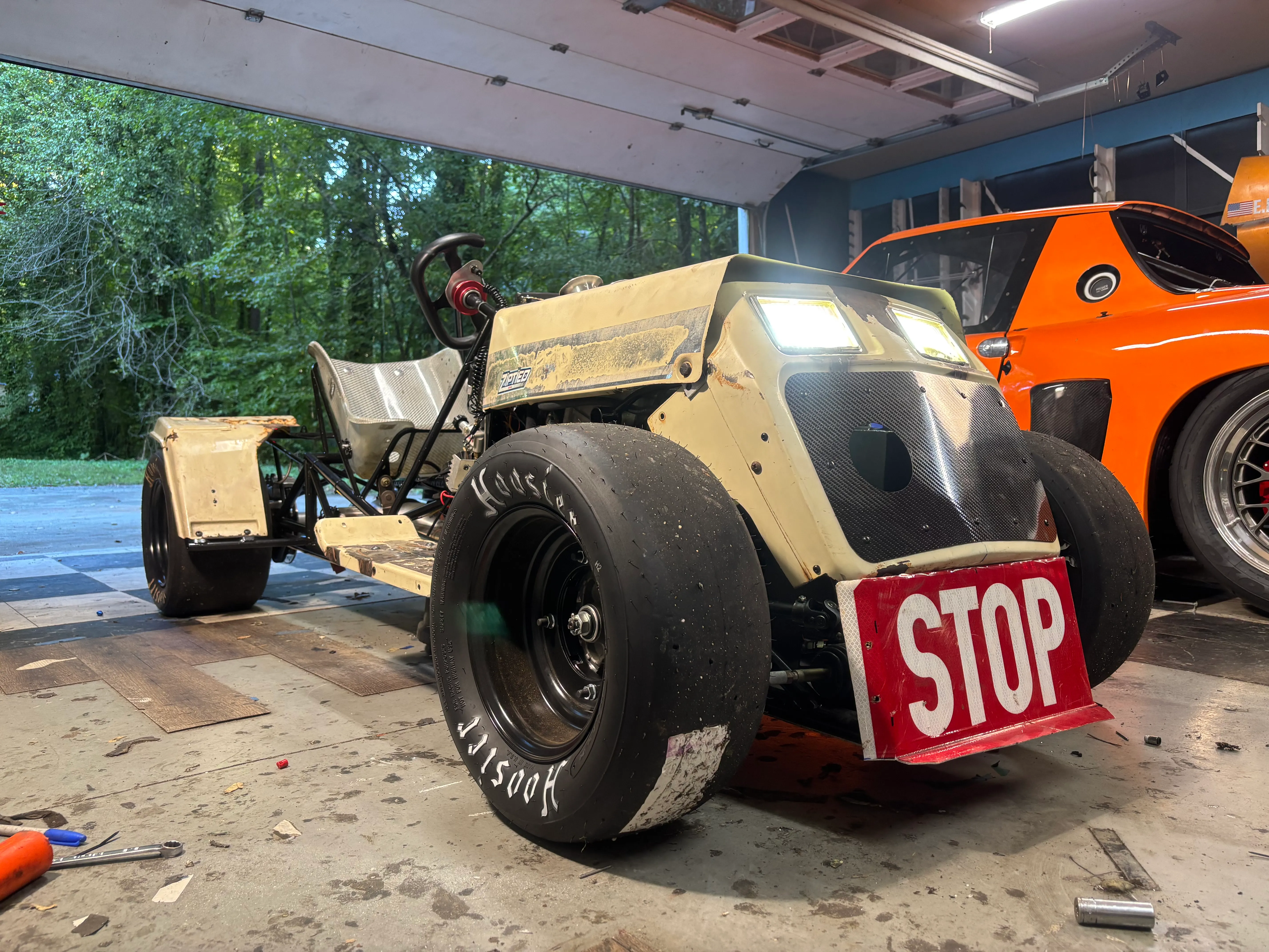 Scratch-built racing mower